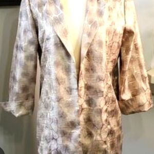 Chico's Shimmering Gray / Beige Jacket w 3/4 Sleeves, Wedding Guest Size L LNC